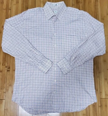 Camisa de vestir Peter Millar para hombre talla L tartán a cuadros blanca algodón manga larga pavo Foto 1 de 4