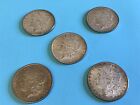 Lot Of 5 1880S And 1890S Morgan Silver Dollar Circulated 90 Silver Uncertified