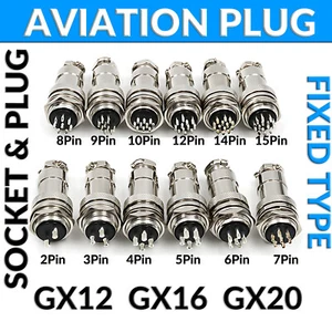 GX12/GX16/GX20 Aviation Plug Fixed Type Metal Plug/Socket Cable Connector 2P-15P - Picture 1 of 14