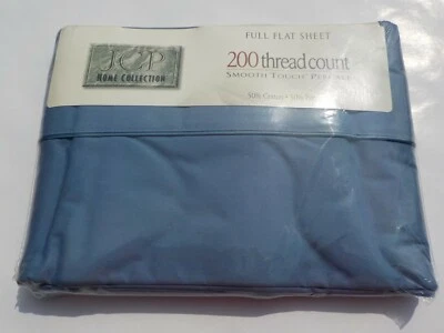 JCP HOME COLLECTION FULL FLAT SHEET SMOKE BLUE 200 TC SMOOTH TOUCH PERCALE - Image 1 of 4