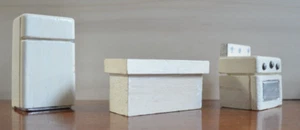 Dollhouse Wood Fridge, Sink, Stove Hand Crafted - Picture 1 of 14
