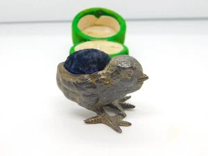 Victorian Spelter Metal Novelty Pin Cushion Baby Chick Form Antique c1890 - Picture 1 of 4