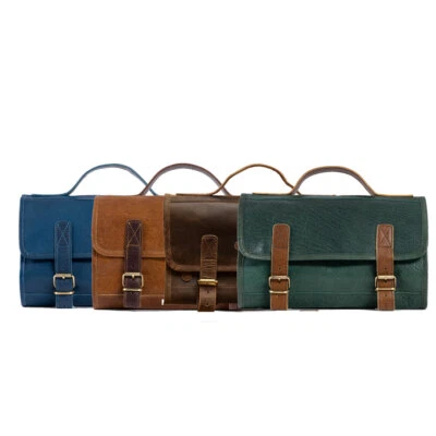 Bolsa de aseo colgante de cuero de búfalo premium kit doble de viaje Foto 1 de 4