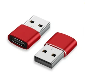 2 Pack USB C 3.1 Type C Female to USB 3.0 Type A Male Port Converter Adapter Red - Picture 1 of 11