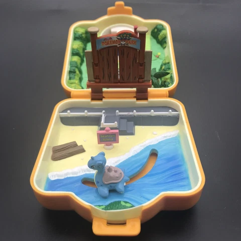 Pokemon 1997 TOMY Pocket Park Mini Playset Vintage Lapras Figure Yellow Compact Cover