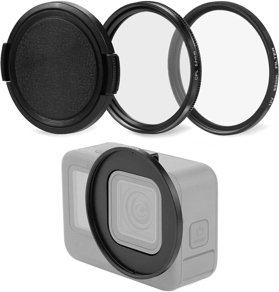 52MM UV CPL Lens Filter w/ Adapter Ring for GoPro HERO11 10 9 Black Camera Lens - Image 1 of 4