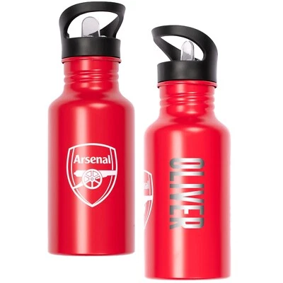 Arsenal FC Personalised Metal Water Bottle 500ml Football Gift for Boys - Image 1 of 4