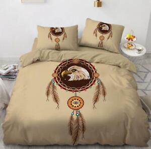 3D Eagle Feather ZHUA700 Bed Pillowcases Quilt Duvet Cover Set Queen King Zoe