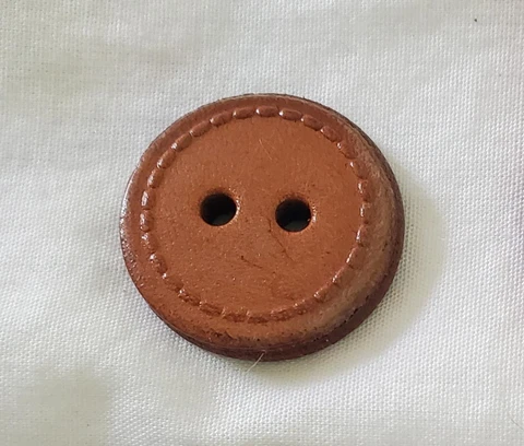 Round Stitched Rim Saddle Leather 2 Hole VINTAGE BUTTON 40L-1"-25.5mm (B171A) Cover
