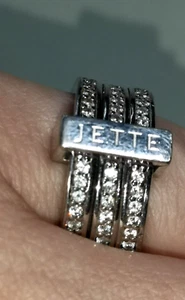 Ring Silber 925 Bandring Jette Joop breit massiv klare Steine Gr. 57 / 18,1 mm - Bild 1 von 13
