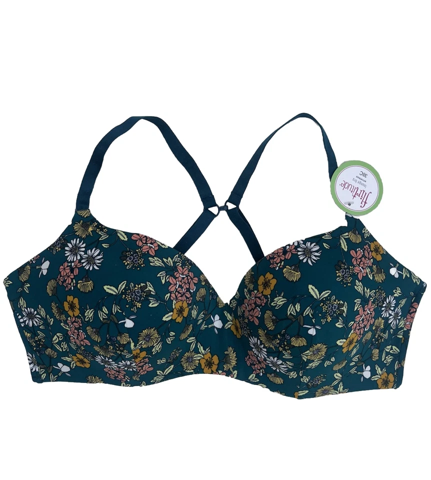 Sujetador inalámbrico Flirtitude verde azulado caramelo floral talla 38C Foto 1 de 4