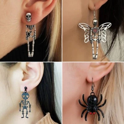 Fashion Pumpkin Ghost Skull Bat Cat Dangle Earrings Stud Women Halloween Jewelry - Image 1 of 4