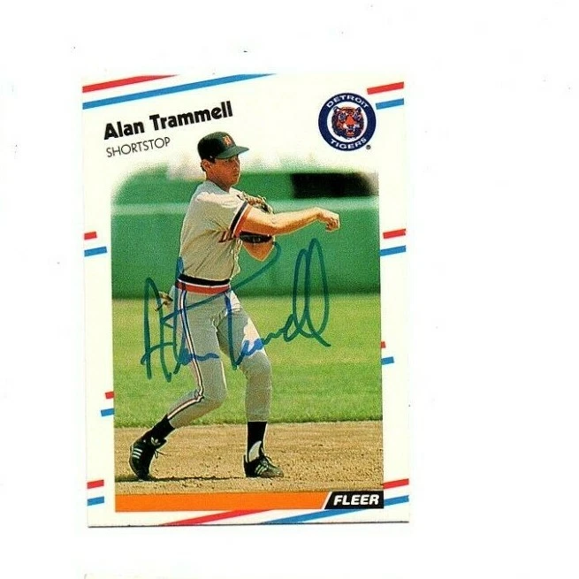 Alan Trammell autógrafo firmado 1988 Fleer béisbol DETROIT TIGERS CERTIFICADO DE AUTENTICIDAD Salón de la fama Foto 1 de 1
