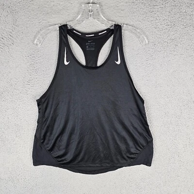 Camiseta sin mangas Nike Running Miler para mujer grande negra Dri Fit doble Swoosh CZ1046-010 Foto 1 de 4