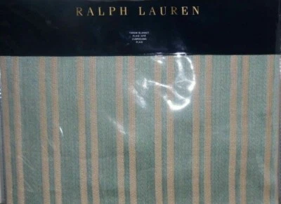 MANTA RALPH LAUREN "CONSTANTINA BRETTON STRIPE" VERDE AZULADO 54" X 72" NUEVO EN PAQUETE $285 Foto 1 de 4