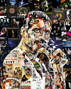 Kunst Collage Poster Freddie Mercury Druck aus klassischen Rockmusik Alben - Bild 1 von 7