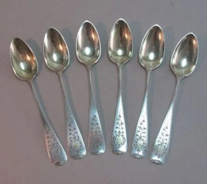 6 cucharas de café 14,8 cm Art Nouveau 750 plata auténtica soldadura Loth - Imagen 1 de 4