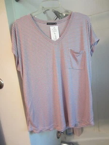 Neu mit Etikett Damen Kurzarmshirt Staccato Gr. L gestreift blau/rosa - Bild 1 von 13