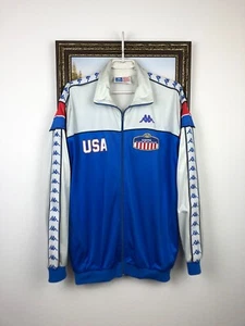 Vintage 80's Kappa Team USA Olympics Jacket Track Top Mens Zip Rare Size XL - Picture 1 of 16