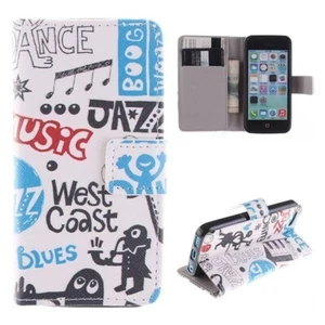 ETUI FOLIO A RABAT iPHONE 5C MUSIC WEST COAST ECO-CUIR (PU) - Photo 1 sur 5
