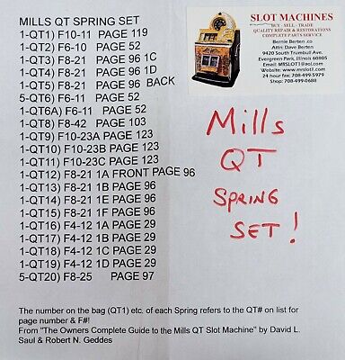 Mills Qt Replacment Spring Set Mills Qt Antique Slot Machine Made In Usa • 32.76$