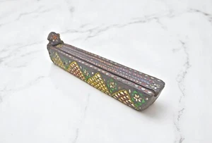 Vintage Wooden Pencil Stationary Box Original Old Hand Crafted Beads Fitted - Picture 1 of 7