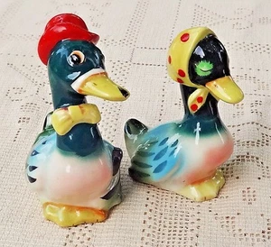 VINTAGE 1950's HAND PAINTED PORCELAIN ANTHROPOMORPHIC DUCKS FIGURINES - JAPAN - Picture 1 of 6