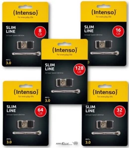Intenso USB Stick Speicherstick Flash Drive 8GB 16GB 32GB 64GB 128GB Slim Line  - Bild 1 von 9