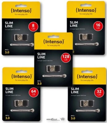 Intenso USB Stick Speicherstick Flash Drive 8GB 16GB 32GB 64GB 128GB Slim Line  - Bild 1 von 4