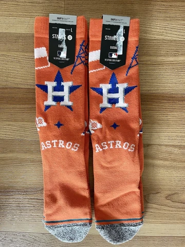 NEW Stance MLB Houston Astros HOU Color Crew Height Socks 2 Pair Mens Large 9-13 Cover
