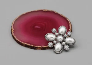 Cross pin brooch religious jewelry fashion pearl vintage style - Picture 1 of 9