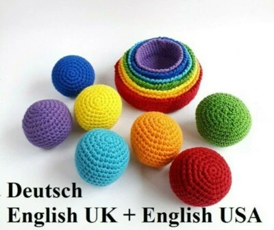 Pattern crochet rainbow stack Waldorf and Montessori sorting toddler toy  - Image 1 of 4