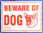 BEWARE OF DOG House  Property Sign Plastic 12" x 9" Fierce Watch Dog Red/White