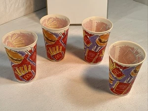 McDonalds 90er Lot x 4 Wachspappbecher 1990 Fast Food Folks Fun 90 Memorabilia - Bild 1 von 21