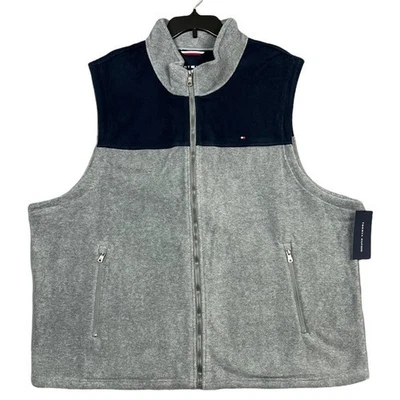 Tommy Hilfiger Chaleco de Vellón para Hombres Talla 3XL Gris Claro-Azul Marino Bolsillos con Cremallera Foto 1 de 4