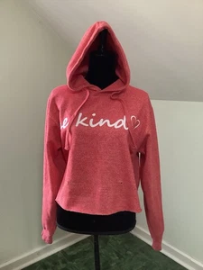 Be Kind Damen Cropped Distressed Hoodie Medium Rot - Bild 1 von 4