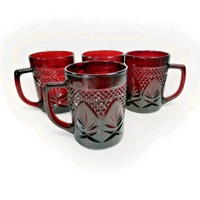 12 Avail(Sets of 4) Luminarc Cristal d'Arques-Durand Ruby Red Coffee Tea Mugs