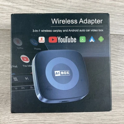 Wireless Carplay AI Box Android Auto Adapter Converter Car Video 3 In 1 CXZ-715 - Image 1 of 3