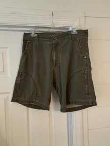 Kuhl Mens Hiking Shorts Size 32 Inseam 9.5” Green Brown Outdoors Patinadye - Picture 1 of 9