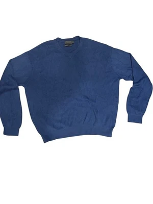 Talbots Mens V-Neck Pullover Sweater Blue XL Mercerized Pima Cotton Cozy Knit - Image 1 of 4