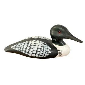Hand-Carved Wood Duck Loon Decoy 7" SIGNED Gail Edwards Corwin 1987 Bird Shoal - Picture 1 of 6