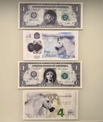 AUTÉNTICOS Grandes 4 Piezas Beyoncé Cowboy Carter Dólares Londres Libra París Euro  Foto 1 de 4
