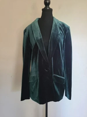 Chaqueta Blazer Inc International Concepts Manga Larga Botón Único Terciopelo Verde Foto 1 de 4