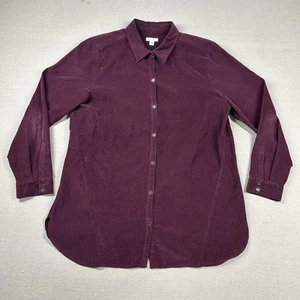 Camisa J Jill Mujer L Pana Abotonada Granate Borgoña Preppy Profesor Cottage - Imagen 1 de 9