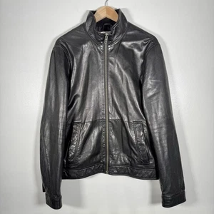 Reiss ‘Libertine’ Black Leather Jacket Real Leather Zip Up Bomber Style Size XL - Picture 1 of 8