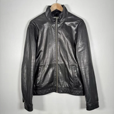 Reiss ‘Libertine’ Black Leather Jacket Real Leather Zip Up Bomber Style Size XL - Image 1 of 4