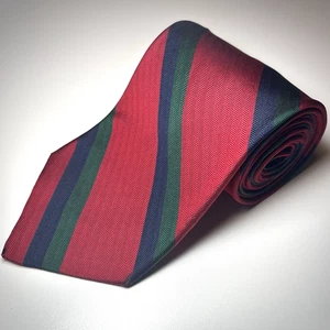 Brooks Brothers Silk Makers & Merchants Herrenkrawatte rot grün gestreift Vintage - Bild 1 von 6