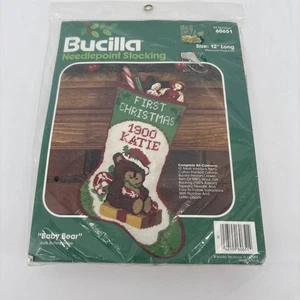 NOS Needlepoint Stocking Kit Christmas Elegance 60651. “Baby Bear” - Picture 1 of 6