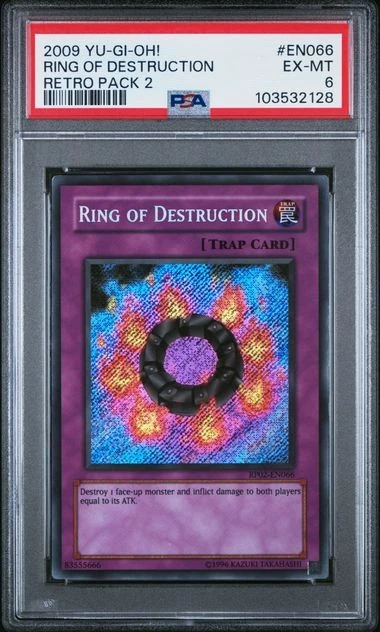 YuGiOh GRADED 2009 Ring of Destruction RP02-EN066 Secret Rare EX-MT 6 PSA - Image 1 of 1