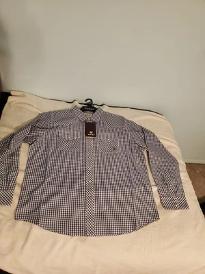 Camisa ARIAT Para Hombres XXL Azul A Cuadros Ajuste Retro Manga Larga Western Perla A Presión Foto 1 de 4